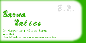 barna malics business card